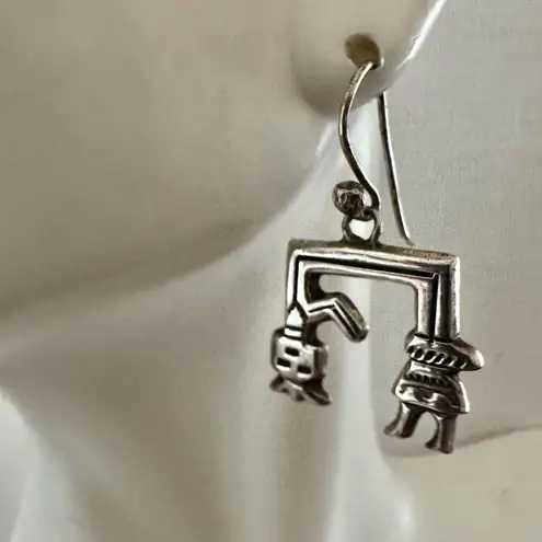 Vintage Florence Johnson Navajo Sterling Silver Rainbow man Yei Dancer Earrings