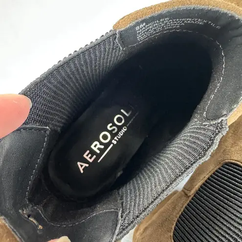 New Aerosol Studio Brown Suede Square Toe Chelsea Ankle Boots Womens 8M Fall Size 8