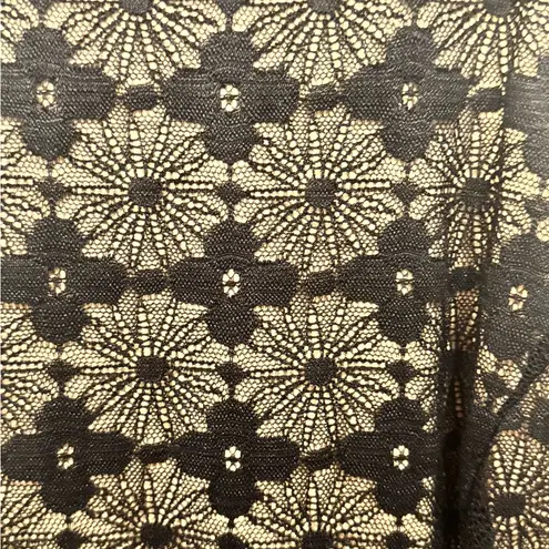 Bleuh Ciel Whimsy Goth Black Lace Nude Lined Halter Romper Dress Size L