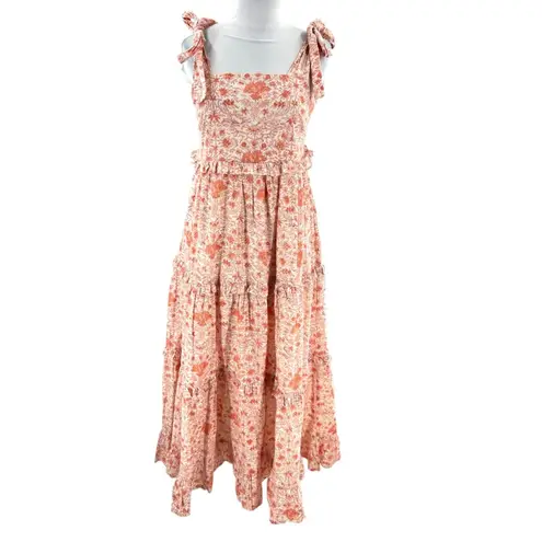 Anna Cate Eliza Maxi dress floral coral field sz S Pink