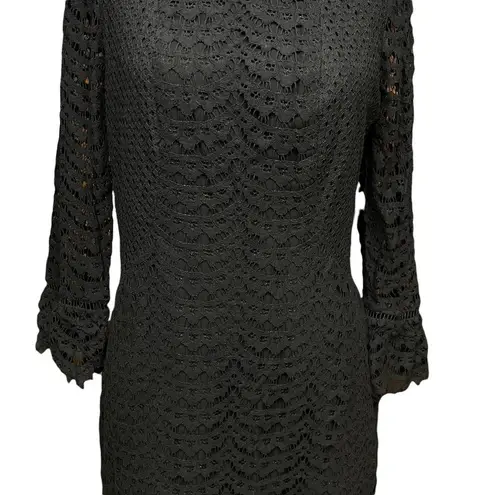 Whistles Black Crochet Bell Sleeve Sheath Black Size US 8