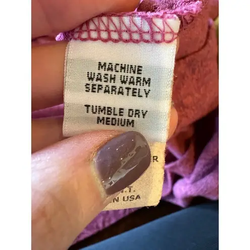 Cut Loose Dress Women Large Pink Mauve Lace Like Pattern Long Sleeve Mini Boho