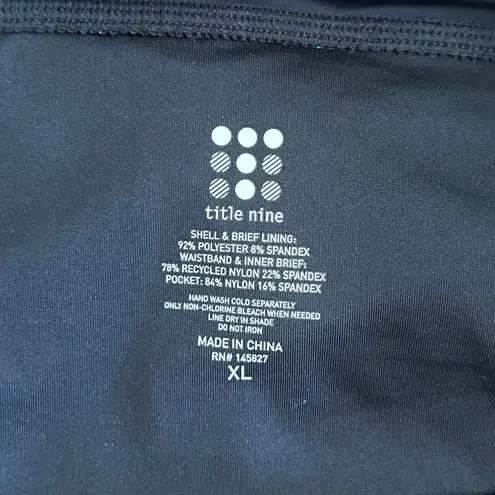 Title Nine Black Active Swim Skort XL with Built-In Brief & Zip Pocket