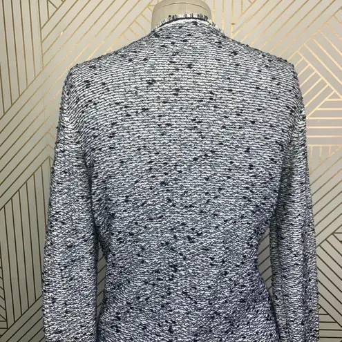 Escada Harbor Blue Tweed Fringe Knit Sweater Blazer Jacket Size US Small