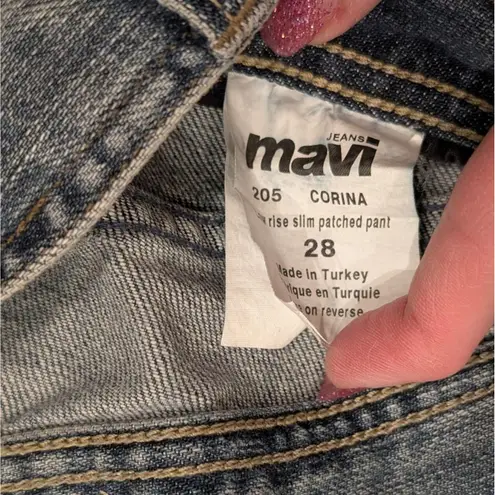 MAVI Corina Womens 28 Low Rise Slim Patched Pant JEANS Ripped Distressed Faded Blue