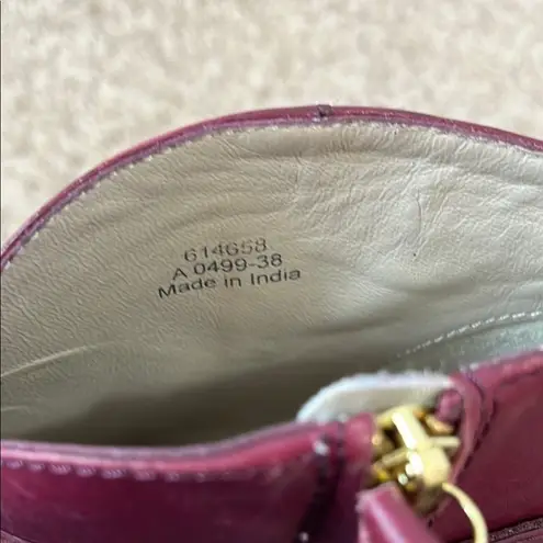 Boden Wine / Burgundy Ankle Boots with Chunky Stacked Heel