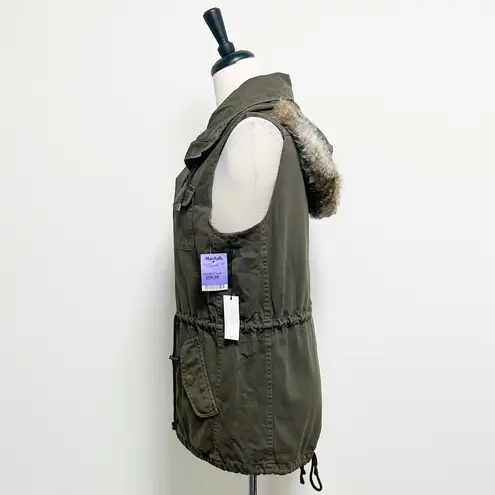 Velvet Graham Spencer Odesa Army Green Faux Fur Removable Hood Vest NWT Medium
