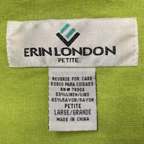 Erin London Linen Blend Vintage Blue Palm Trees Zip Up Hoodie Jacket