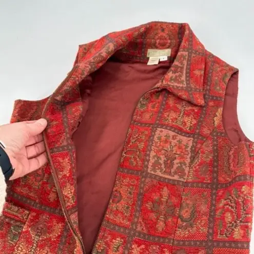 The Territory Ahead Women's Patterned Tapestry Zip-Up Vest Red Size 6 Western - Image 8