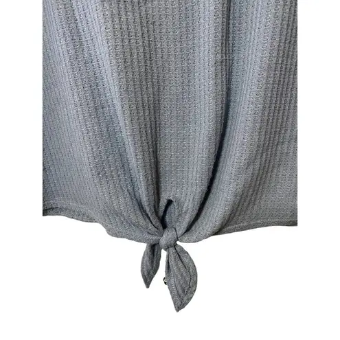 Gyft Blue Tie Front Waffle Knit 3/4th sleeve women's top Sz L