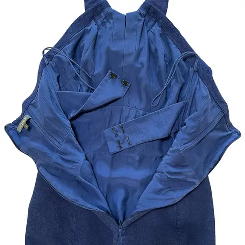 Zac Posen Navy Blue Halter-Neck Sheath Midi Mermaid Dress