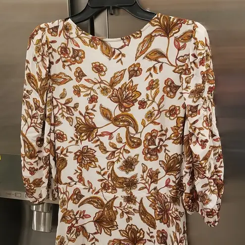 💕NICHOLAS💕 Printed Danielle Dress ~ Ivory Paisley Floral Print US 12 Crepe