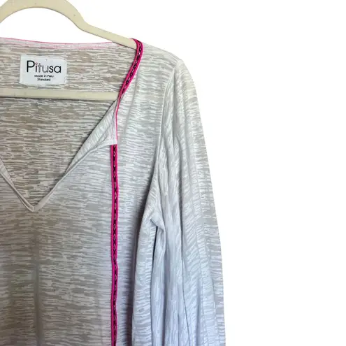 Pitusa Tunic Top Standard Multicolor Colorful Boho Cuffs Tasseled Artsy Resort Size L