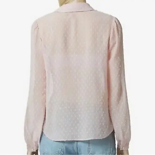 Avec Les Filles Pink Blush Sheer Balletcore Bow Long Sleeve Top Size M