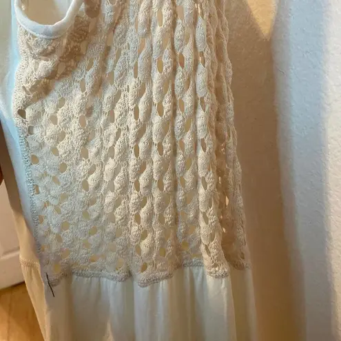 TYLIE Revolve Ivory High Low Tank Crochet Sleeveless Maxi Dress Size Large