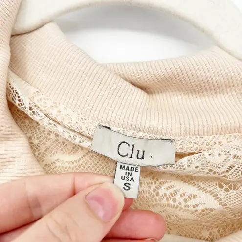 CLU Womens Cotton Blend Lace Trim Pullover Collared Sweatshirt Size S Blush Pink