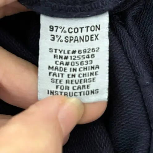 Habitat L Washed Terry Chili Flood Pants Wide Leg Navy Pockets Elastic Waist