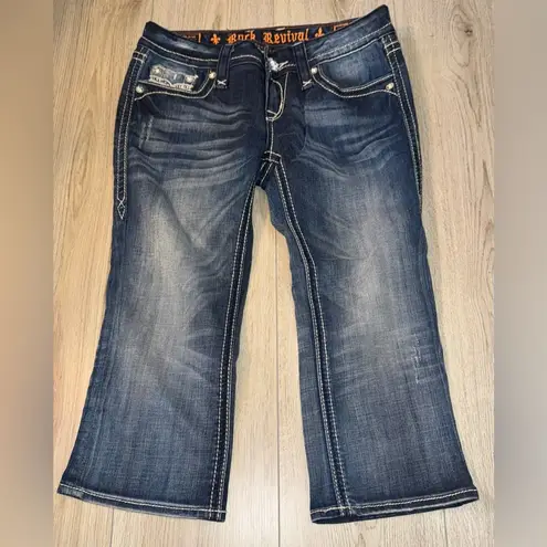 Rock Revival  sora capri crop cropped Women's Blue Jeans denim