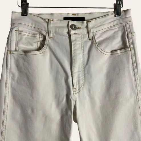 3x1 Anthropologie  Joni White Stitched High Rise Straight Leg Jeans Size 26