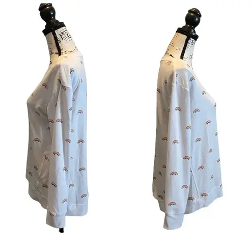 Jane and Delancey Rainbow Sweatshirt White Small Lightweight pullover