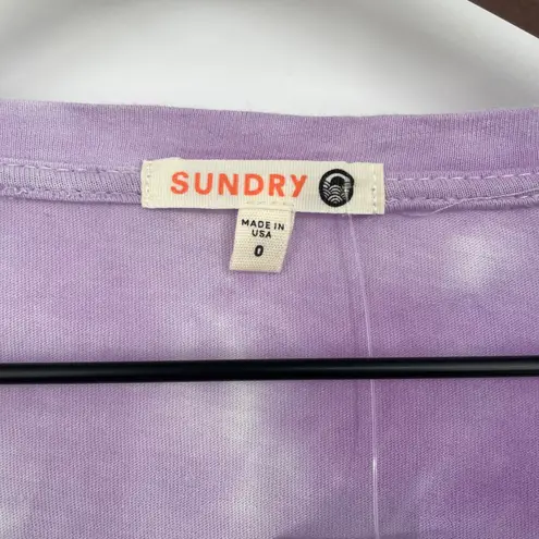 Sundry Purple Tie Dye Long Sleeve Scoop Neck Top Shirt Size 0