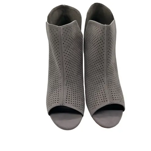 Journee Collection Wedge Booties Womens 11 Gray Andies Open Toe NEW