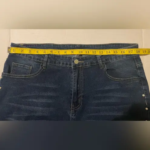 Cider Women’s Pearl Side Studded Curve & Plus Stretch Denim SkinnyJeans-1 X