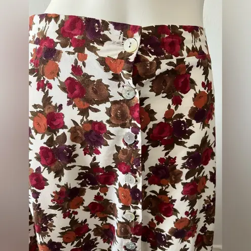 Vintage Appointments made in USA fall flowers elastic waist pencil skirt Med White