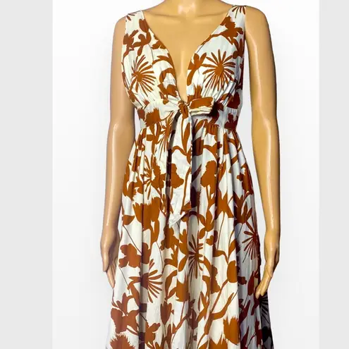 DREAM WEAVER PLUNGING NECK FLORAL MAXI DRESS (CREAM/MULTI) M Brown Size M