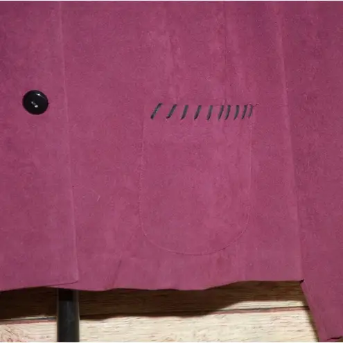R&K Originals Vintage Plum Purple Faux Suede Button Front Jacket Size 26W Pocket