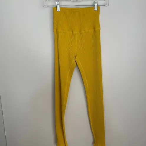 Carbon38 Ribbed 7/8 Legging Womens XS Yellow Athletic Pants