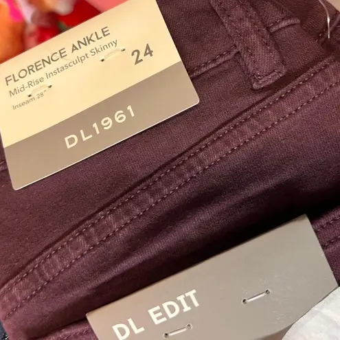 DL1961 Florence Ankle Skinny Jean in Burgundy Size 24 NWT