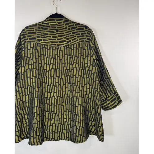 Saint Gil Womens Jacket Green Abstract Jacquard One Button 3/4 Sleeve Classic XL