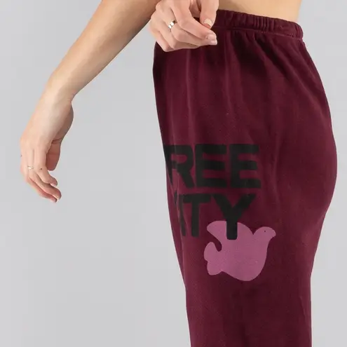 Freecity Maroon Superfluff OG Modal and Cotton Joggers in Deeplove XS Red