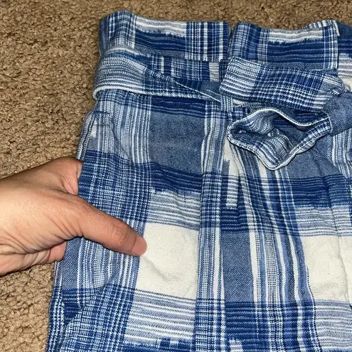 Robert Rodriguez Robert Rodriquez Hollie Plaid Ruffle Paperbag Tie-Waist Trouser Pant Blue 6