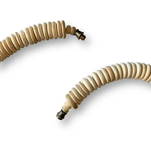 Vintage Red Navy Wooden Disc Natural Beaded Statement Necklace Bohemian Chunky Blue