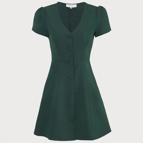 Rihoas Dark Green V Neck Button