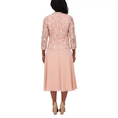 Jessica Howard Women's 3/4-Sleeve Soutache Jacket Fit & Flare Dress Blush Sz 12