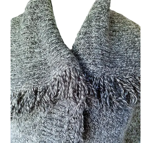 Carolyn Taylor Charcoal Fringe Cardigan Wrap Sweater ~ Women's Size SMALL