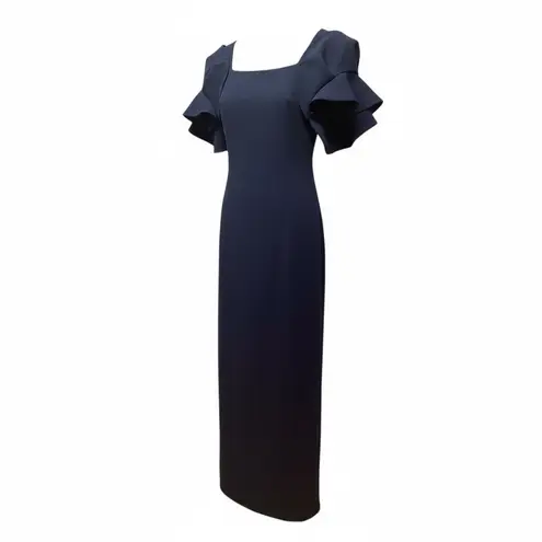 Badgley Mischka Origami Sleeve Maxi dress. Size 4. Navy