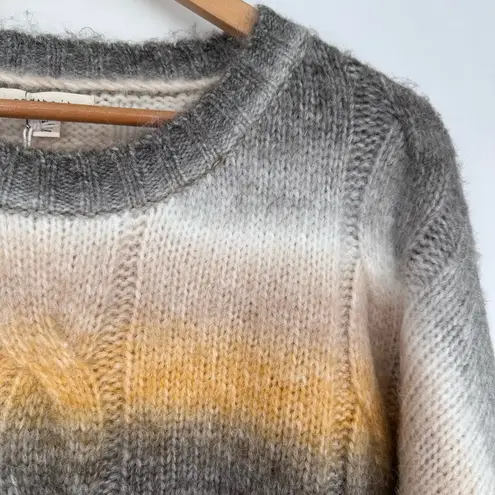 And The Why Striped Fuzzy Sweater size 1X/2X NWT Long Sleeve Grey White Yellow Gray
