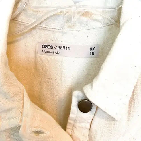 Asos Denim Cream Collared Button Down Sleeveless Coastal Midi Dress Size US 6