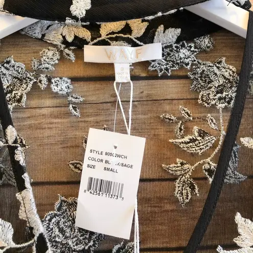 WAYF Romy Choker Mesh Floral Embroidered Black Minidress Size Small NWT