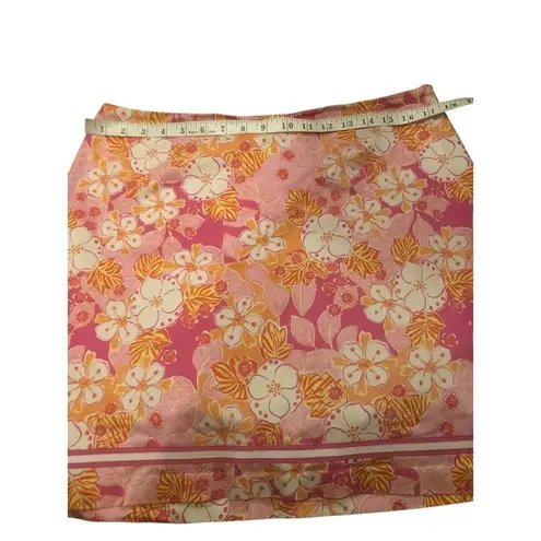 Island Republic pink and white floral tropical skirt with side cuts size 12 Pink