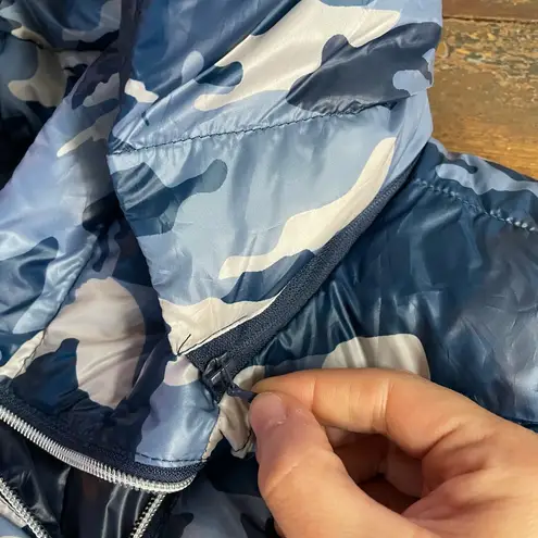 My Anorak Blue Camo Removable Hooded Duck Down Puffer Vest Outerwear Sz S 🧡 White
