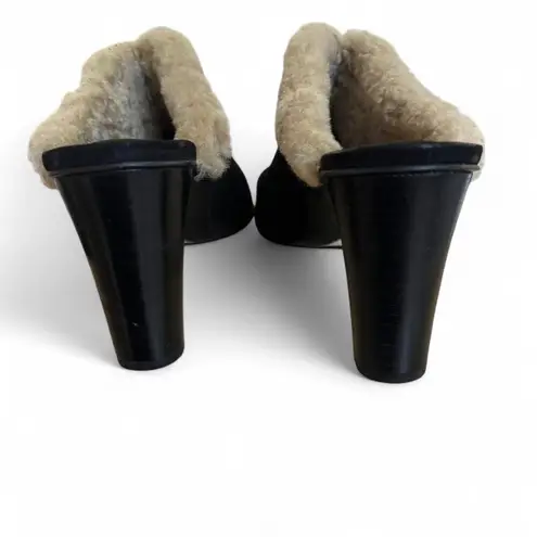 Arturo Chiang Vintage leather fur tassel slides mules heels like new size 10