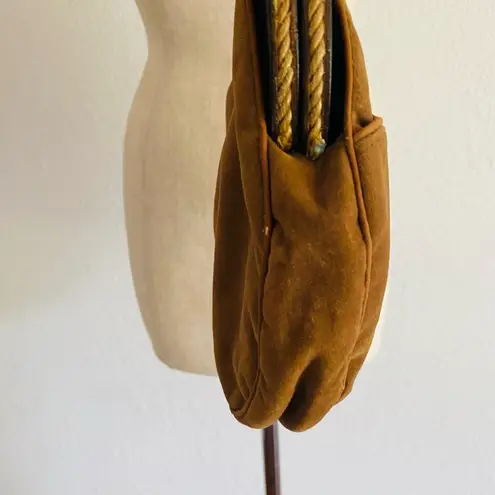 Bermuda VINTAGE 70s  BAG PURSE WOOD HANDLE BY BANNER HOUSE REVERSIBLE COVER