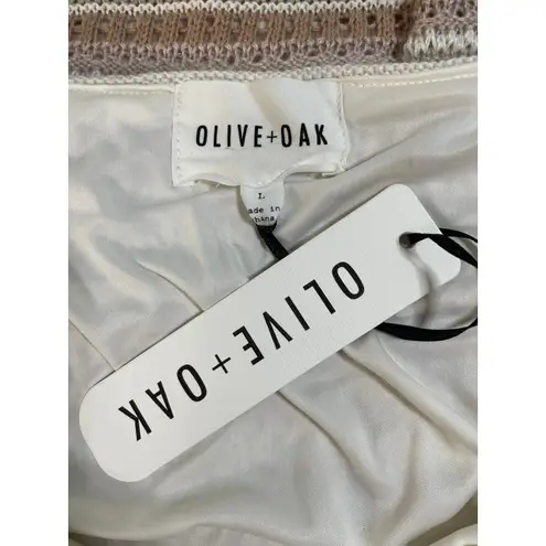 OLIVE + OAK Striped Crochet Midi Dress Tan Cream White Spaghetti Strap Size L Size L