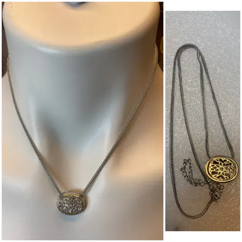 DSMK Two Toned S/S Necklace, Bangle & Dangle Earrings Set Gold