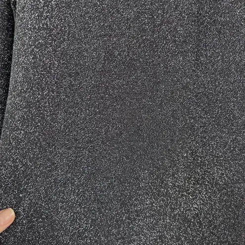 Laura Ashley Gray Metallic Sparkle Shiny Scoop Neck Dressy Blouse Size Small